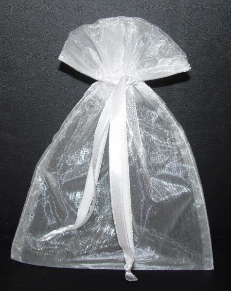 Organzabeutel weiß mit Zugband, 10er Pack