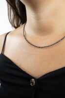 Kette Spinell mit Silberstaub 2 mm, facettiert, 45 cm