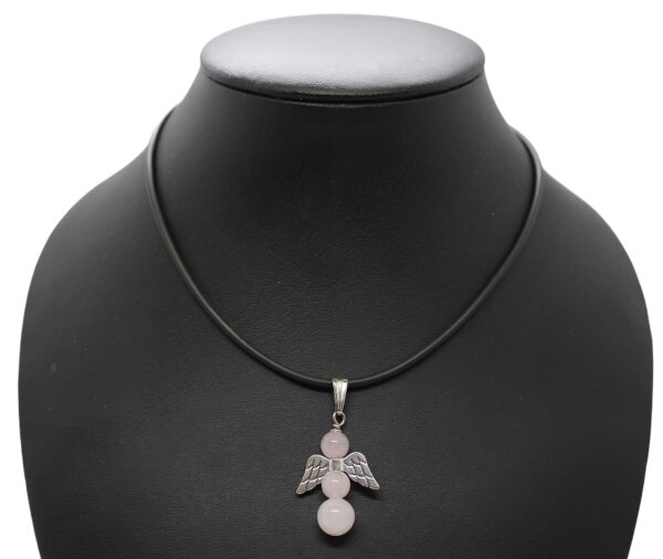 Kette mit Engelanhänger Rosenquarz