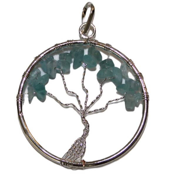 Anhänger Baum des Lebens mit Aquamarin