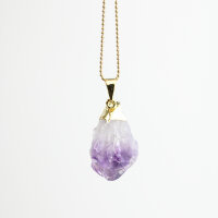 Anhänger Amethyst Spitze roh,goldfarben galvanisiert