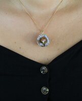 Anhänger Achat Geode vergoldet mit Citrin Spitze