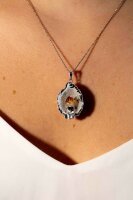 Anhänger Achat Geode versilbert mit Citrin Spitze