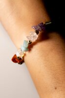 Lederarmband mit Trommelsteine in Gold galvanisiert