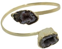 Armspange mit Achat Geoden in Gold galvanisiert.