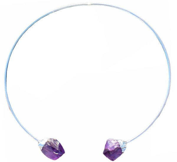 Halsspange Silber galvanisiert mit Amethyst Spitze