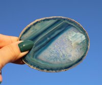 Achatscheiben blau gefärbt, rund, per Kilo