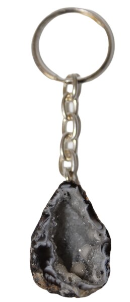 Schlüsselanhänger Achatgeode silberfarbene Kette