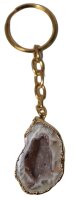 Schlüsselanhänger Achatgeode galvanisiert in Gold