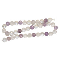 Strang Bergkristall und Amethyst Kugeln 8 mm, facettiert.