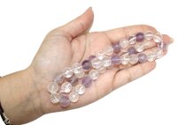 Strang Bergkristall und Amethyst Kugeln 8 mm, facettiert.