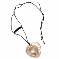 Kette Perlmutt mit Muschelanhänger Herz, 1 Perle und Band