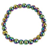 Armband Hematin Kugeln 8 mm, rainbowfarben coloriert