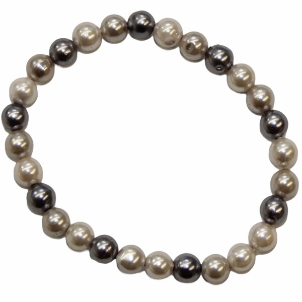 Armband Süsswasserperlen 8 mm, hellgrau - grau