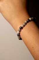 Armband Süsswasserperlen 8 mm, hellgrau - grau