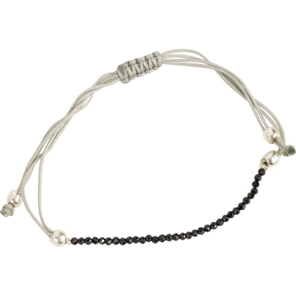 Pullstring Armband Spinell schwarz, 2 mm, facettiert