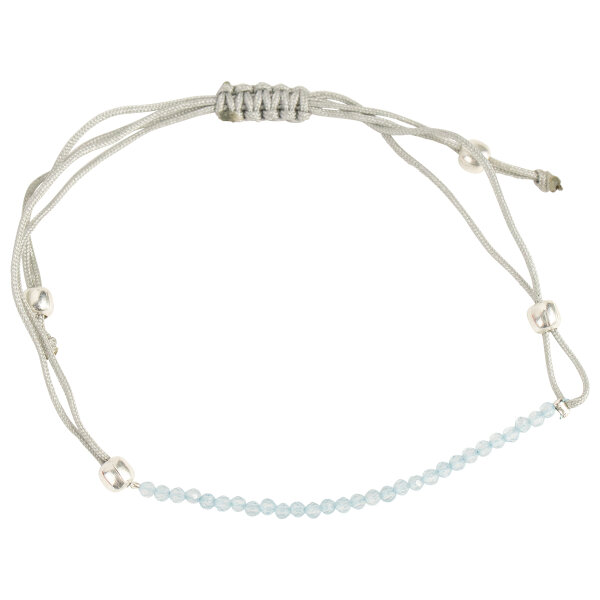 Pullstring Armband Blau-Topas, 2 mm, facettiert