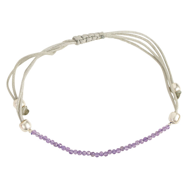 Pullstring Armband Amethyst 2 mm, facettiert