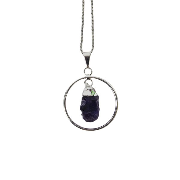 Anhänger Kreis versilbert mit Amethyst