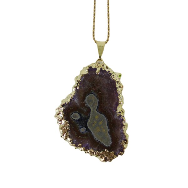 Anhänger Amethyst Stalaktiten/Rosetten klein, Gold galvanisiert
