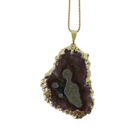 Anhänger Amethyst Stalaktiten/Rosetten klein, Gold galvanisiert