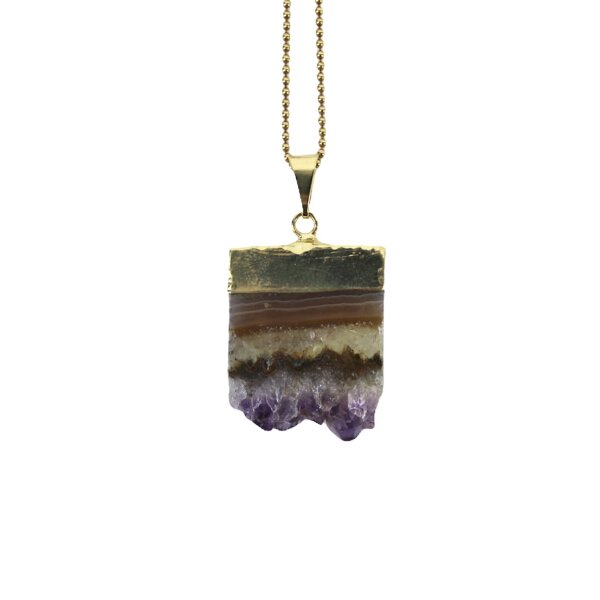 Anhänger Amethyst Scheibe, Gold galvanisiert