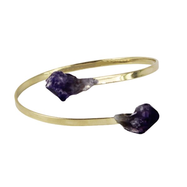 Armspange goldfarben mit zwei Amethyst Spitzen