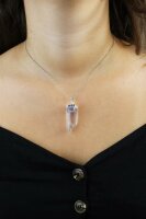 Anhänger Bergkristall Spitze mit lila / dunklem Achat, Silber galvanisiert