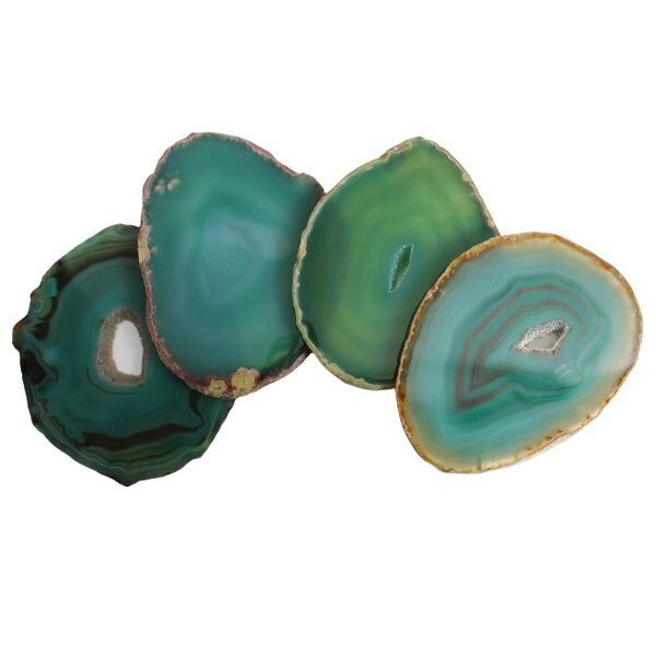 Green Dyed Agate Slices, Round, per Kilo