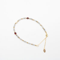 Armband Labradorit facettiert mit Granat und Süßwasserperle, 925er Silber verg.