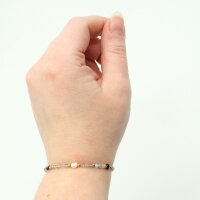 Armband Labradorit facettiert mit Granat und Süßwasserperle, 925er Silber verg.