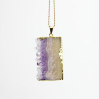 Anhänger Amethyst Scheibe, Gold galvanisiert