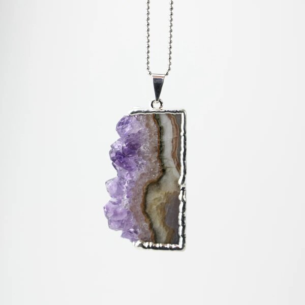 Anhänger Amethyst Scheibe, SIlber galvanisiert