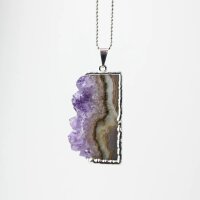 Anhänger Amethyst Scheibe, SIlber galvanisiert