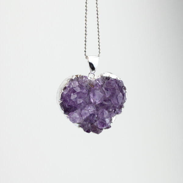 Anhänger Amethyst Druse Herz, Silber galv.