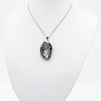 Anhänger Achatdruse Scheibe silberfarben galvanisiert