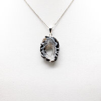 Anhänger Achatdruse Scheibe silberfarben galvanisiert