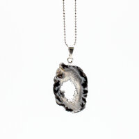 Anhänger Achatdruse Scheibe silberfarben galvanisiert