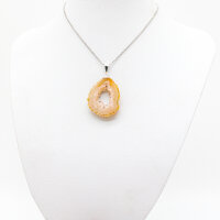 Anhänger Achatdruse Scheibe silberfarben galvanisiert