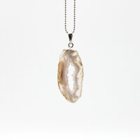 Anhänger Achatdruse Scheibe silberfarben galvanisiert