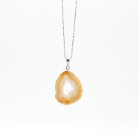 Anhänger Achatdruse Scheibe silberfarben galvanisiert