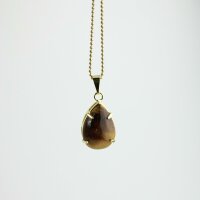 Anhänger Tigerauge Tropfenform, goldfarben gefasst