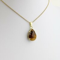 Anhänger Tigerauge Tropfenform, goldfarben gefasst