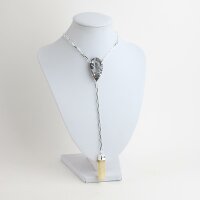 Y-Kette versilbert mit Citrin Spitze und Achatgeoden Scheibe