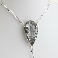 Y-Kette versilbert mit Citrin Spitze und Achatgeoden Scheibe