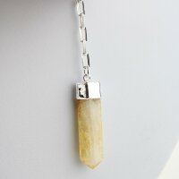 Y-Kette versilbert mit Citrin Spitze und Achatgeoden Scheibe