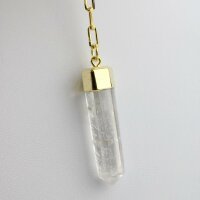 Y-Kette vergoldet mit Bergkristall Spitze und Achatgeoden Scheibe
