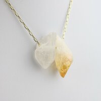 Kette vergoldet mit 1 Bergkristall Spitze und 1 Citrin Spitze