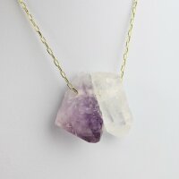 Kette vergoldet mit 1 Bergkristall Spitze und 1 Amethyst Spitze