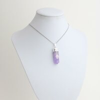 Anhänger Amethyst Spitze poliert mit Anhänger Baum des Lebens, versilbert